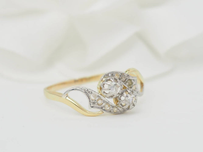 Bague 59 Bague Toi et Moi en or bicolore et diamants 58 Facettes 33092