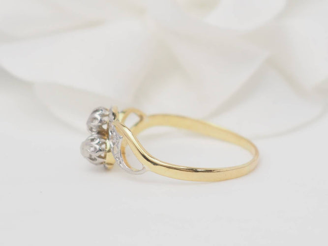Bague 59 Bague Toi et Moi en or bicolore et diamants 58 Facettes 33092