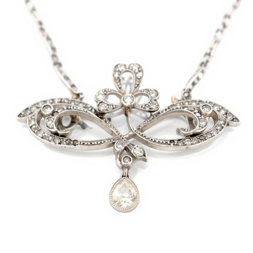 Collier Art Nouveau - Collier pendentif en platine et diamants 58 Facettes NE-1009