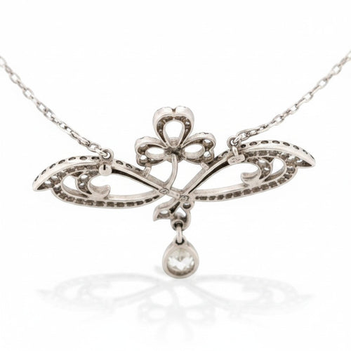 Collier Art Nouveau - Collier pendentif en platine et diamants 58 Facettes NE-1009