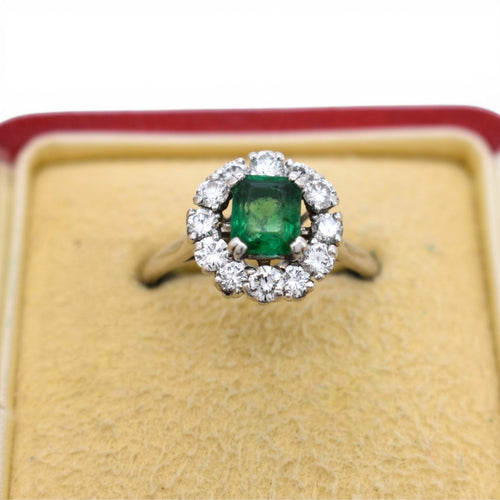 Bague 58 Mellerio - Bague Daisy en platine, émeraude et diamants 58 Facettes RI-1028