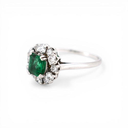 Bague 58 Mellerio - Bague Daisy en platine, émeraude et diamants 58 Facettes RI-1028