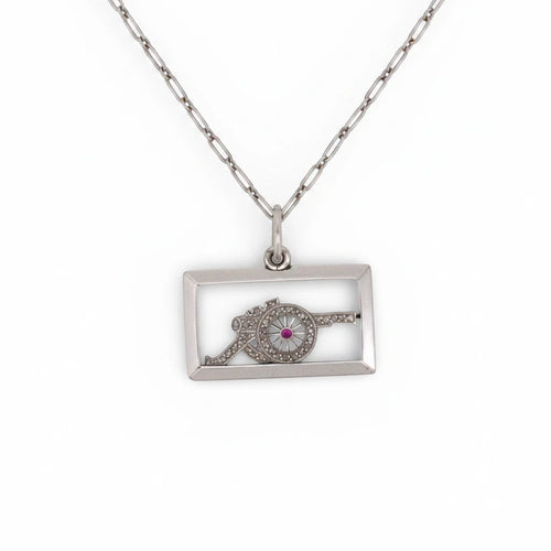Pendentif Art déco - Pendentif canon en platine, diamants et rubis 58 Facettes PE-1001