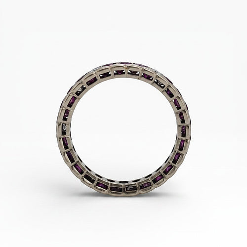 Bague 52 Bague éternité vintage en or 18k, rubis et diamants 58 Facettes RI-1035