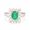 Bague 52 Bague vintage en or blanc avec émeraude et diamants 58 Facettes