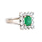 Bague 52 Bague vintage en or blanc avec émeraude et diamants 58 Facettes