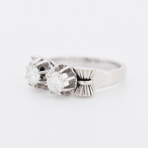 Bague 51 Art déco - Bague Toi et Moi en platine, or blanc et diamants 58 Facettes
