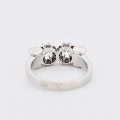 Bague 51 Art déco - Bague Toi et Moi en platine, or blanc et diamants 58 Facettes