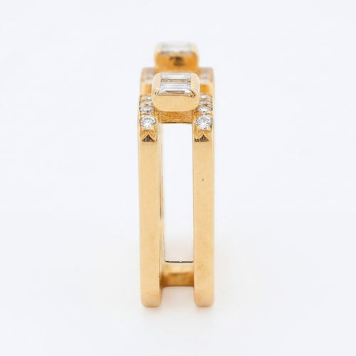 Bague 48 Jean Vendôme - Bague double anneau en or jaune et diamants 58 Facettes RI-1002