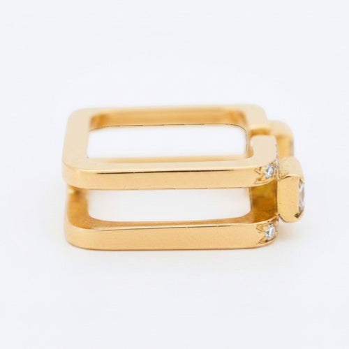 Bague 48 Jean Vendôme - Bague double anneau en or jaune et diamants 58 Facettes RI-1002