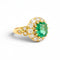Bague 52 Bague cocktail victorienne double halo en or jaune, émeraude et diamants 58 Facettes RI-1037