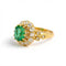 Bague 52 Bague cocktail victorienne double halo en or jaune, émeraude et diamants 58 Facettes RI-1037