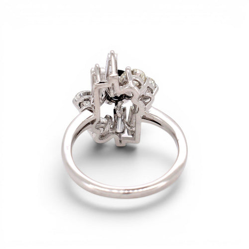 Bague 53 Bague moderniste en or blanc 18 ct avec saphir et diamants 58 Facettes RI-1033