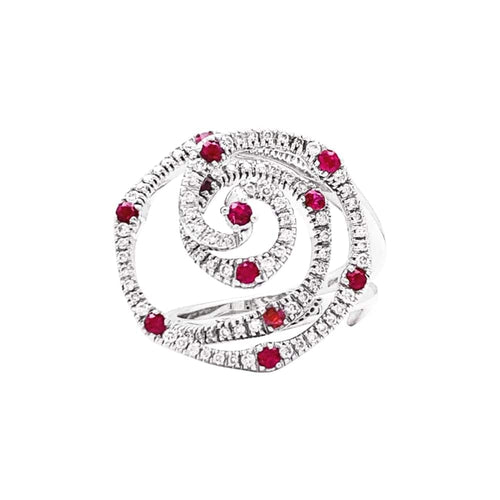 Bague 55 Giovanni Ferraris - Bague en or blanc, diamants et rubis 58 Facettes 35698