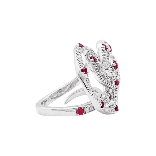 Bague 55 Giovanni Ferraris - Bague en or blanc, diamants et rubis 58 Facettes 35698