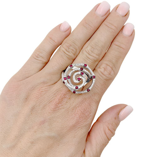 Bague 55 Giovanni Ferraris - Bague en or blanc, diamants et rubis 58 Facettes 35698