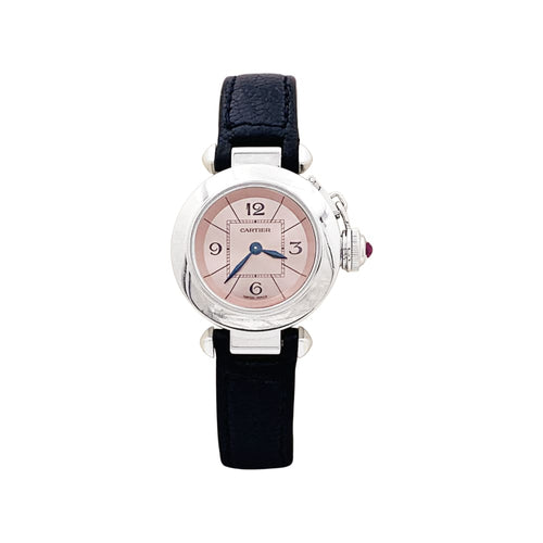 Montre Cartier Miss Pasha - Montre en acier et cuir 58 Facettes 35704