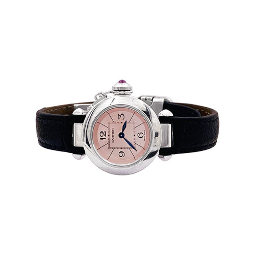 Montre Cartier Miss Pasha - Montre en acier et cuir 58 Facettes 35704