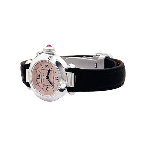 Montre Cartier Miss Pasha - Montre en acier et cuir 58 Facettes 35704