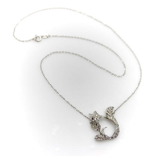 Pendentif Rétro - Pendentif écureuil en platine, or blanc, diamants et rubis 58 Facettes A2009E