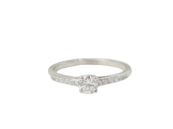 Bague 53 Bague solitaire en or blanc et diamants 58 Facettes 32448/31791