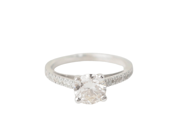 Bague 54 Bague solitaire en or blanc et diamants 1,20 ct 58 Facettes 32038