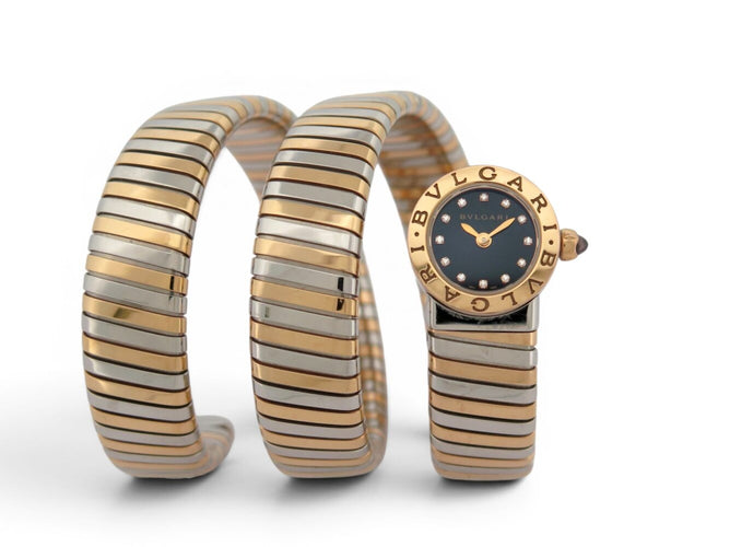 Montre Bulgari Tubogas - Montre triple tour en or jaune 18K et acier 58 Facettes 275115