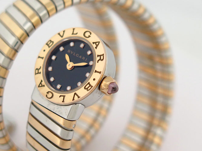 Montre Bulgari Tubogas - Montre triple tour en or jaune 18K et acier 58 Facettes 275115