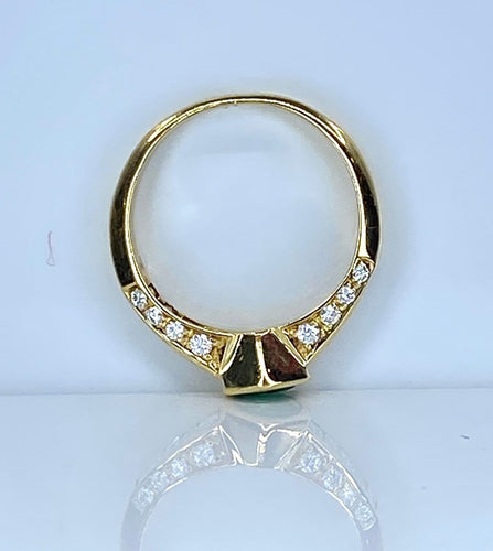 Bague 50 Bague jonc en or jaune 18 carats, émeraude et diamants 58 Facettes AB732