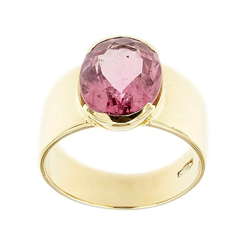 Bague 59 Bague bandeau en or jaune 18 ct avec tourmaline rose 58 Facettes 40720