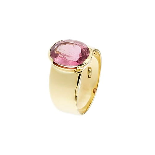 Bague 59 Bague bandeau en or jaune 18 ct avec tourmaline rose 58 Facettes 40720