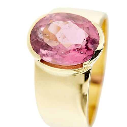 Bague 59 Bague bandeau en or jaune 18 ct avec tourmaline rose 58 Facettes 40720