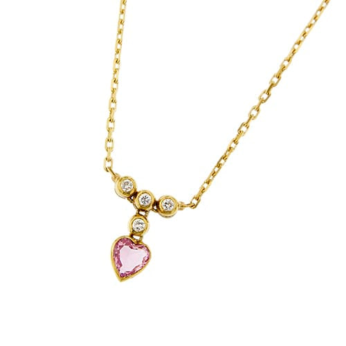 Collier Collier cœur en or jaune avec tourmaline et diamants 58 Facettes 41733