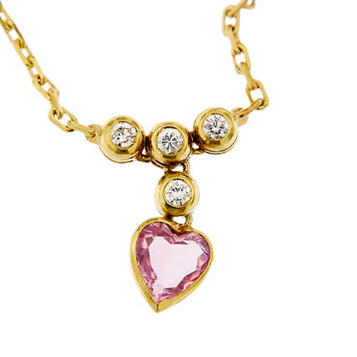 Collier Collier cœur en or jaune avec tourmaline et diamants 58 Facettes 41733