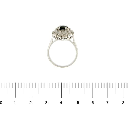 Bague 54 Bague halo en or blanc avec saphir et diamants 58 Facettes 41749