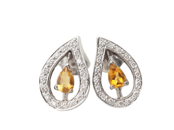 Boucles d'oreilles Boucles d'oreilles - Citrines et diamants en or blanc 58 Facettes 32804 b