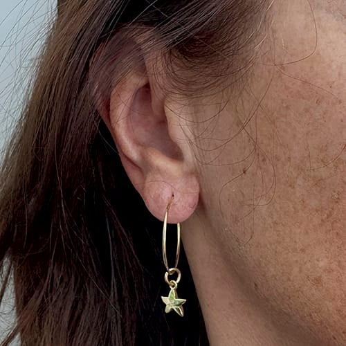 Boucles d'oreilles Dodo - Boucles d'oreilles créoles en or jaune, tortue et étoile 58 Facettes 41065