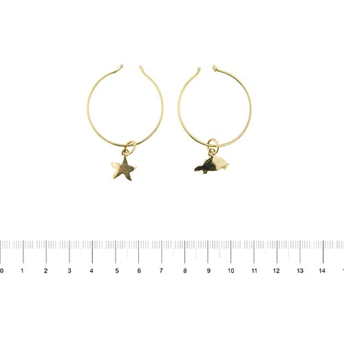 Boucles d'oreilles Dodo - Boucles d'oreilles créoles en or jaune, tortue et étoile 58 Facettes 41065