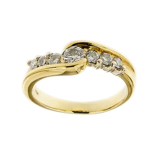 Bague 56 Bague rivière en or blanc et jaune avec diamants 0,62 ct 58 Facettes 29203