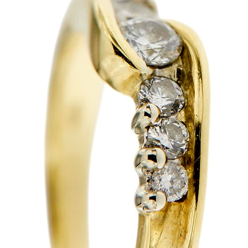 Bague 56 Bague rivière en or blanc et jaune avec diamants 0,62 ct 58 Facettes 29203