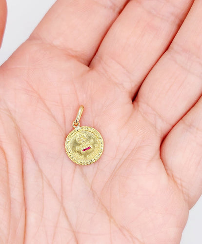 Pendentif Augis - Pendentif médaille d'amour en or 18k, rubis et diamants 58 Facettes A07122