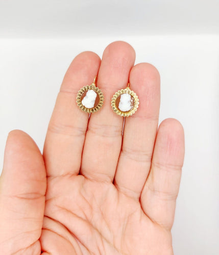 Boucles d'oreilles Dormeuses antiques en or rose 18k ornées de camées 58 Facettes A07240