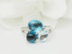 Bague 54 Bague aigue-marine et topazes bleues en or blanc avec diamants 58 Facettes 33785