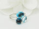 Bague 54 Bague aigue-marine et topazes bleues en or blanc avec diamants 58 Facettes 33785