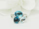 Bague 54 Bague aigue-marine et topazes bleues en or blanc avec diamants 58 Facettes 33785