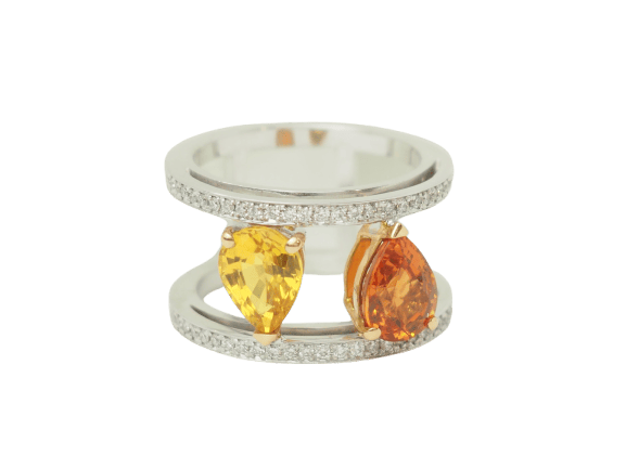 Bague 50 Toi et Moi - Bague en or blanc, saphirs et diamants 58 Facettes 33784
