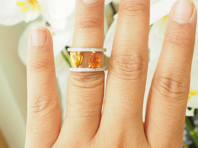 Bague 50 Toi et Moi - Bague en or blanc, saphirs et diamants 58 Facettes 33784