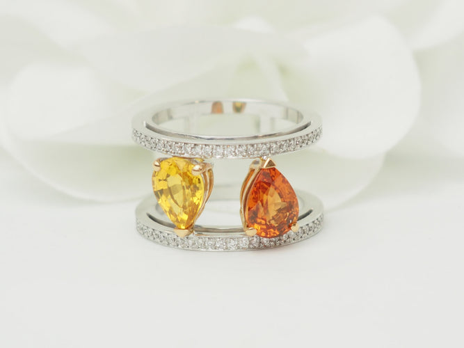 Bague 50 Toi et Moi - Bague en or blanc, saphirs et diamants 58 Facettes 33784