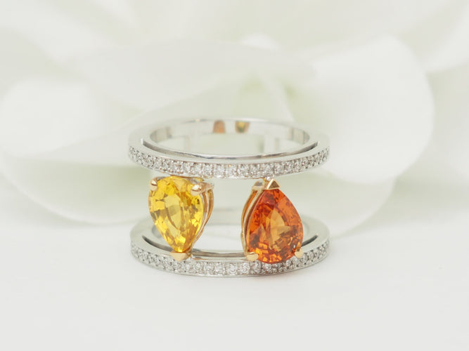 Bague 50 Toi et Moi - Bague en or blanc, saphirs et diamants 58 Facettes 33784