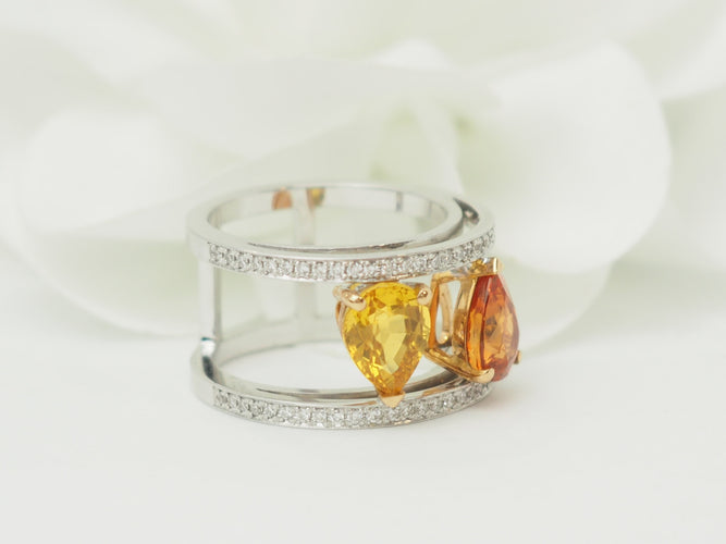 Bague 50 Toi et Moi - Bague en or blanc, saphirs et diamants 58 Facettes 33784